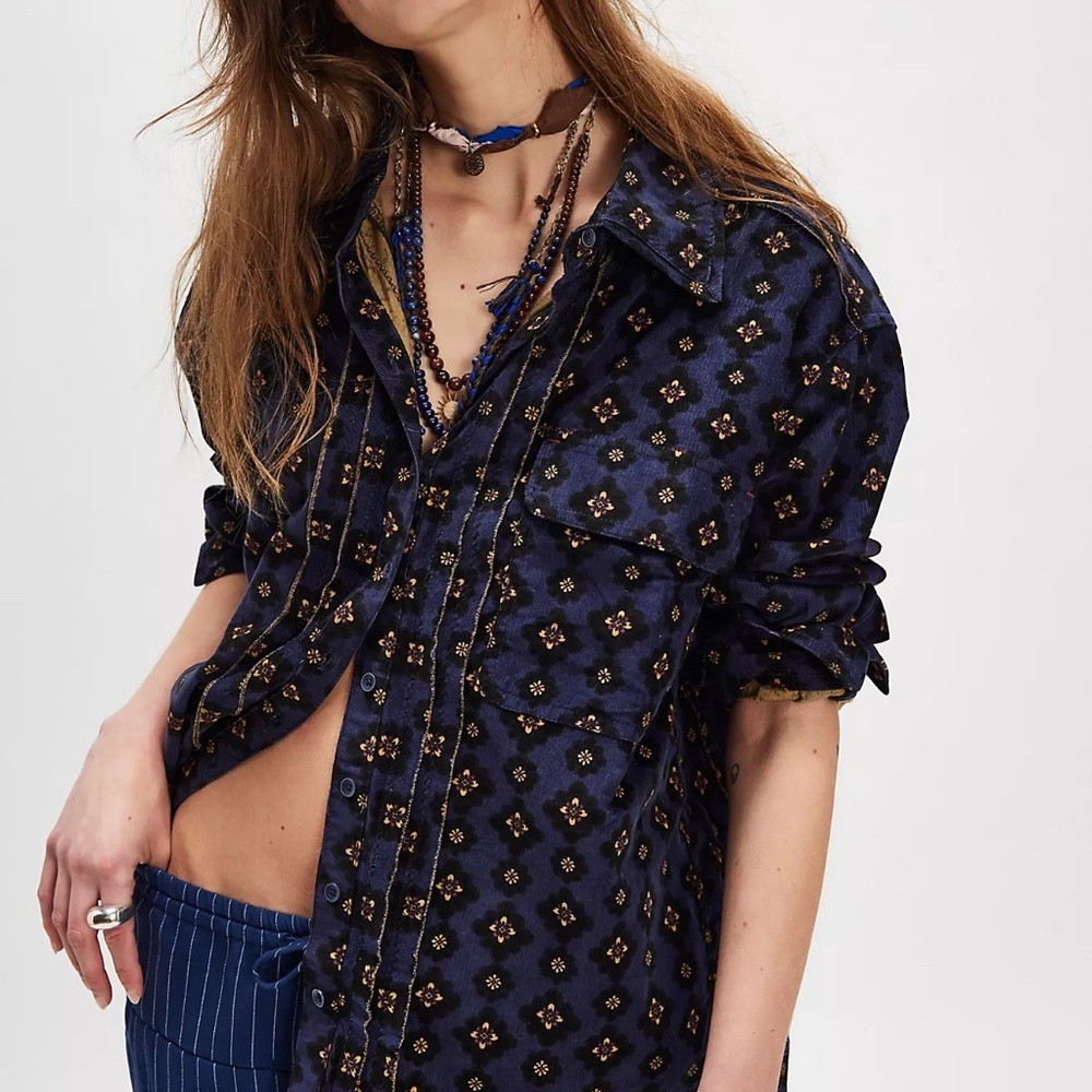 We The Free People Millie Printed Button Down Top